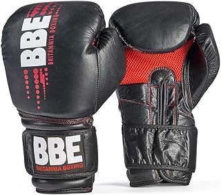 BBE Britannia Boxing Club Boxing Gloves, Full Grain Leather Enhanced Shock Foam, Boxing, MMA Sparring, Muay Thai, Kickboxing, Punch Bag Training and Focus Pad Work, 12oz – 16oz