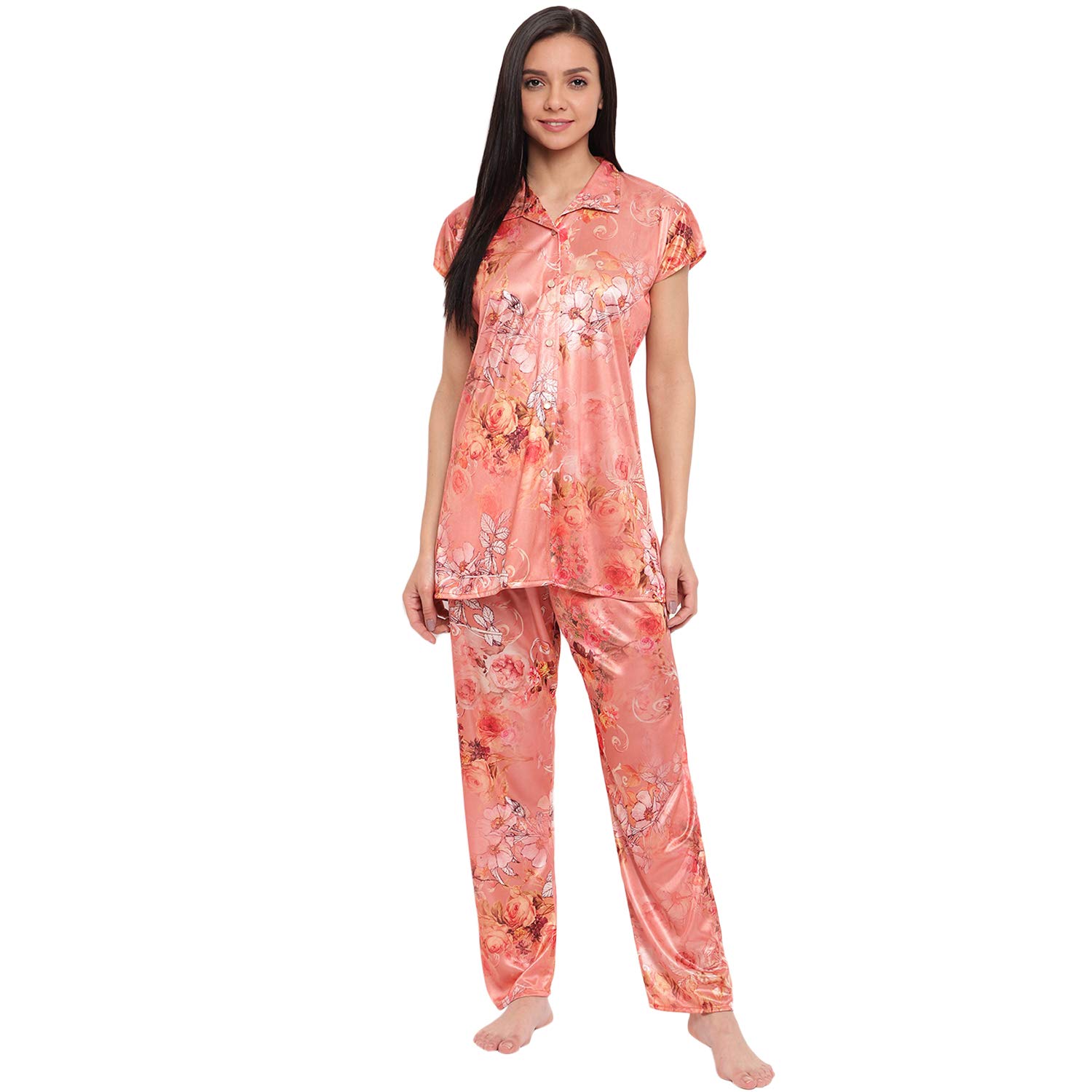 Women's Satin Printed Night Suit Set Pack of 1-image-13