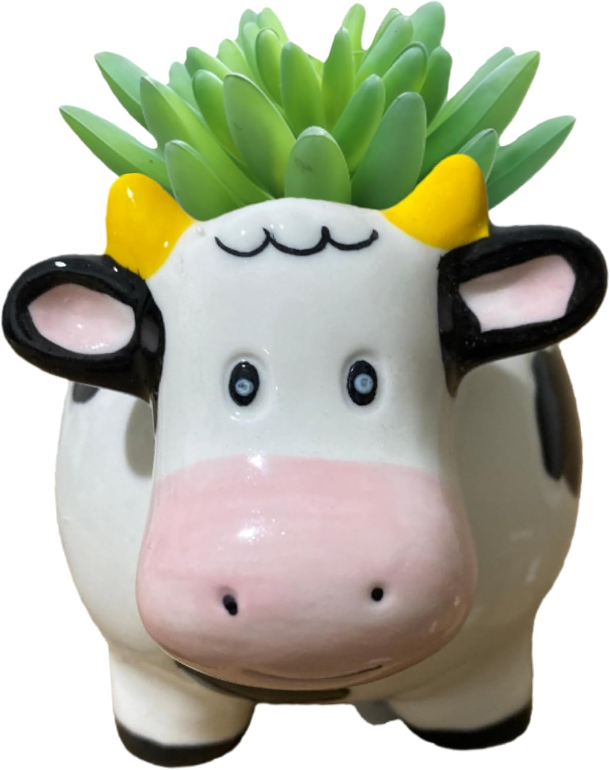 Cute Cow Succulent Planter Pot, Funny Animal Ceramic Flower Pot for Indoor Plants, Mini Desktop Plant Container for Home Office Decor,4.5"