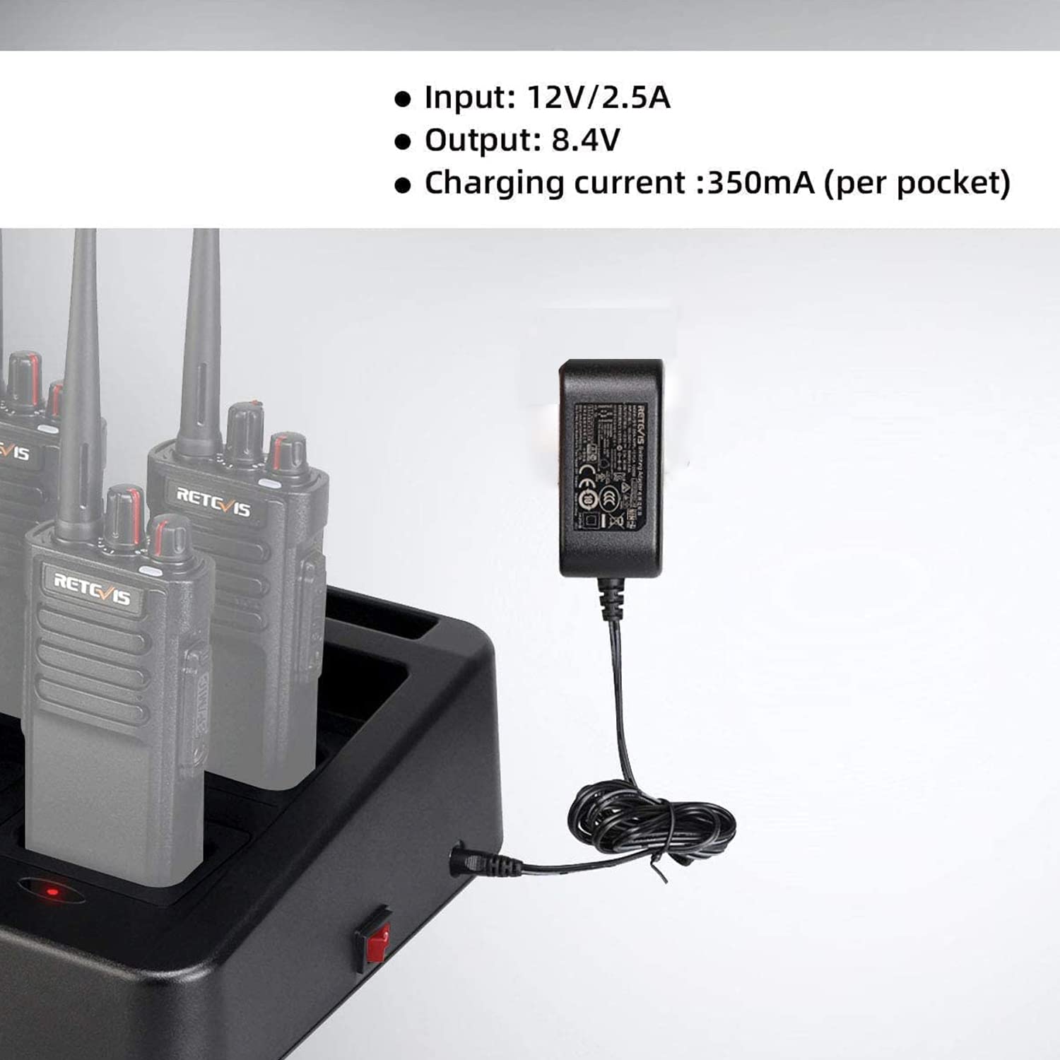 Retevis RT29 Chargeur Six Emplacements, Pratique Chargeur Multiple Compatible avec Ailunce HD1/HD2 DMR Radio RT29D RT29S Walkie Talkie Longue Portée Pratique et Efficace (1 Pcs)