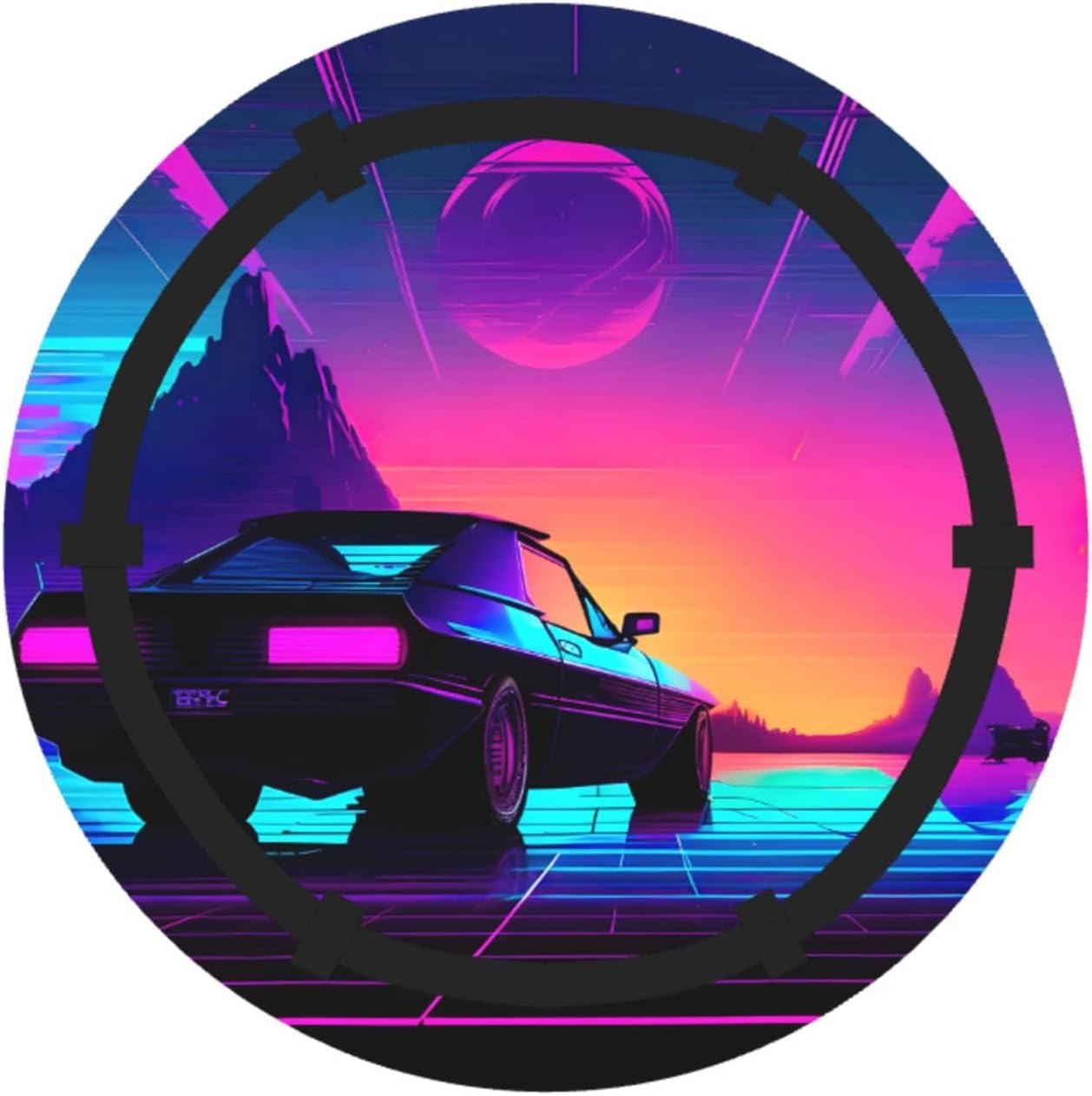 Foldable Retrowave Pictures Print 2-in-1 Portable Picnic Blanket Tote Bag Outdoor Camping Beach Park Mat
