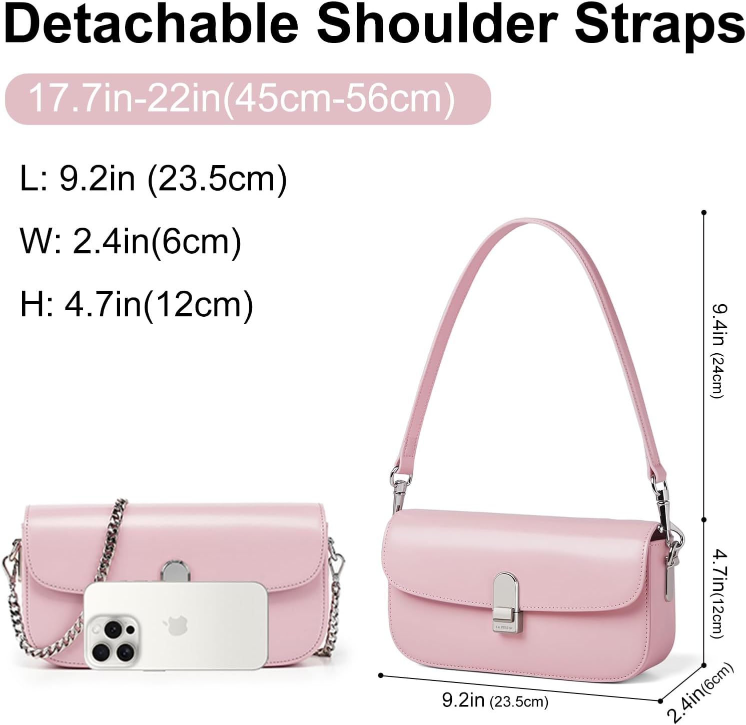 LAFESTIN Split Leather Shoulder Bags For Women with Adjustable Strap, Trendy Crossbody Purses, Designer Inspire Handbags | Split Leather, Trendy, Designer Inspire - Image 3