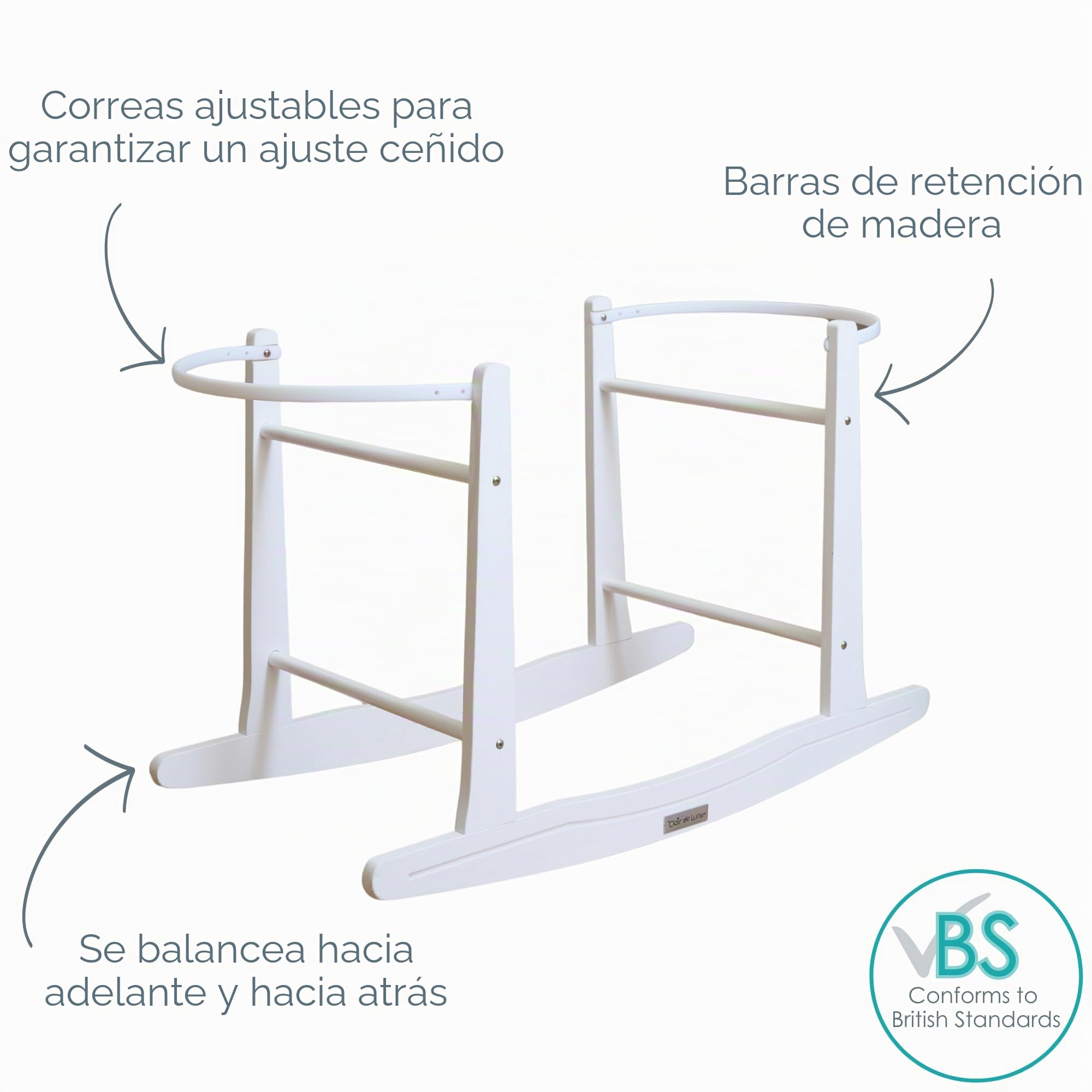 Clair de Lune Soporte para cesta mecedora de moisés, color blanco
