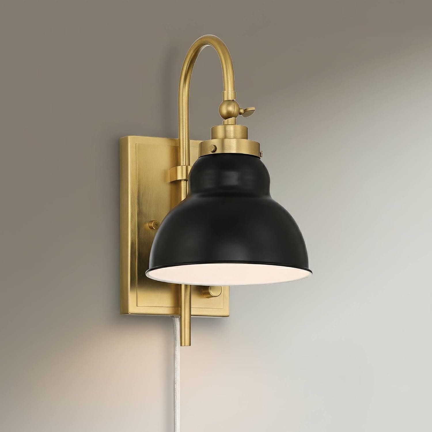 Possini Euro Design Possini Euro Lilith 13 1/2" High Antique Brass Plug-in Wall Light