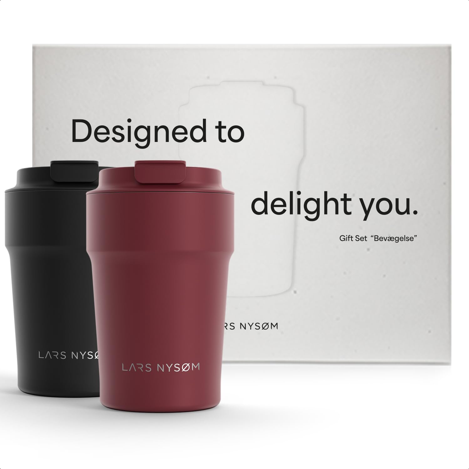 LARS NYSdiameter M Thermo Coffee Mug to go Gift Set, 2 x 380ml Thermo Mugs for Coffee to-go & Tea