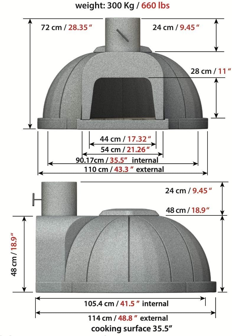 New Model 1000 Plus Gourmet Wood-Fired Oven Kit - 36.2" Internal fire Chamber Diameter.