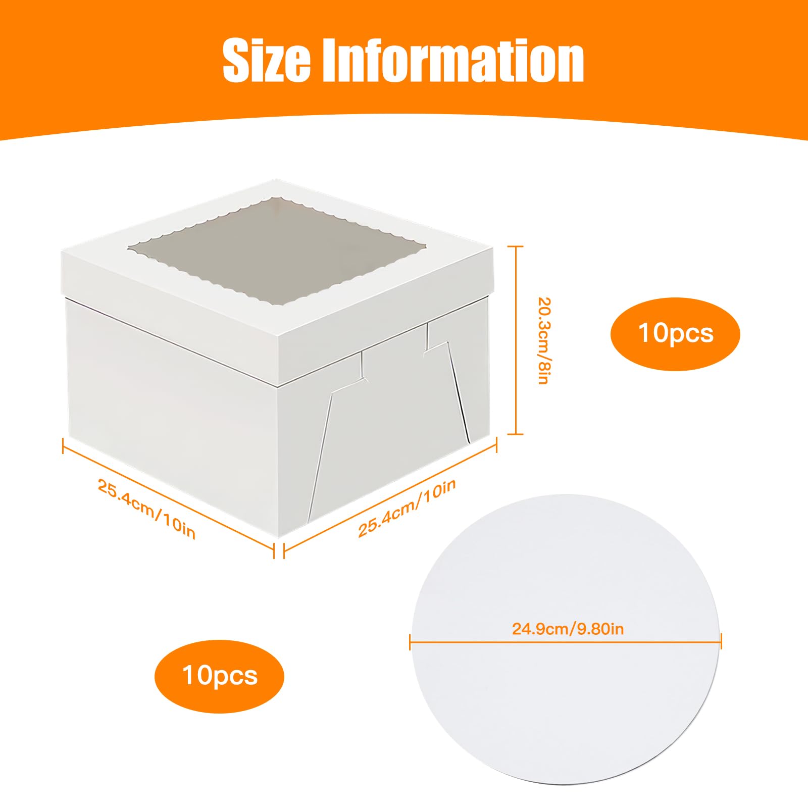 TURMIN 15PCS Boîtes Gateau Blanc Avec Fenêtre Transparente Boîtes Pâtisserie Pour Donut Muffins