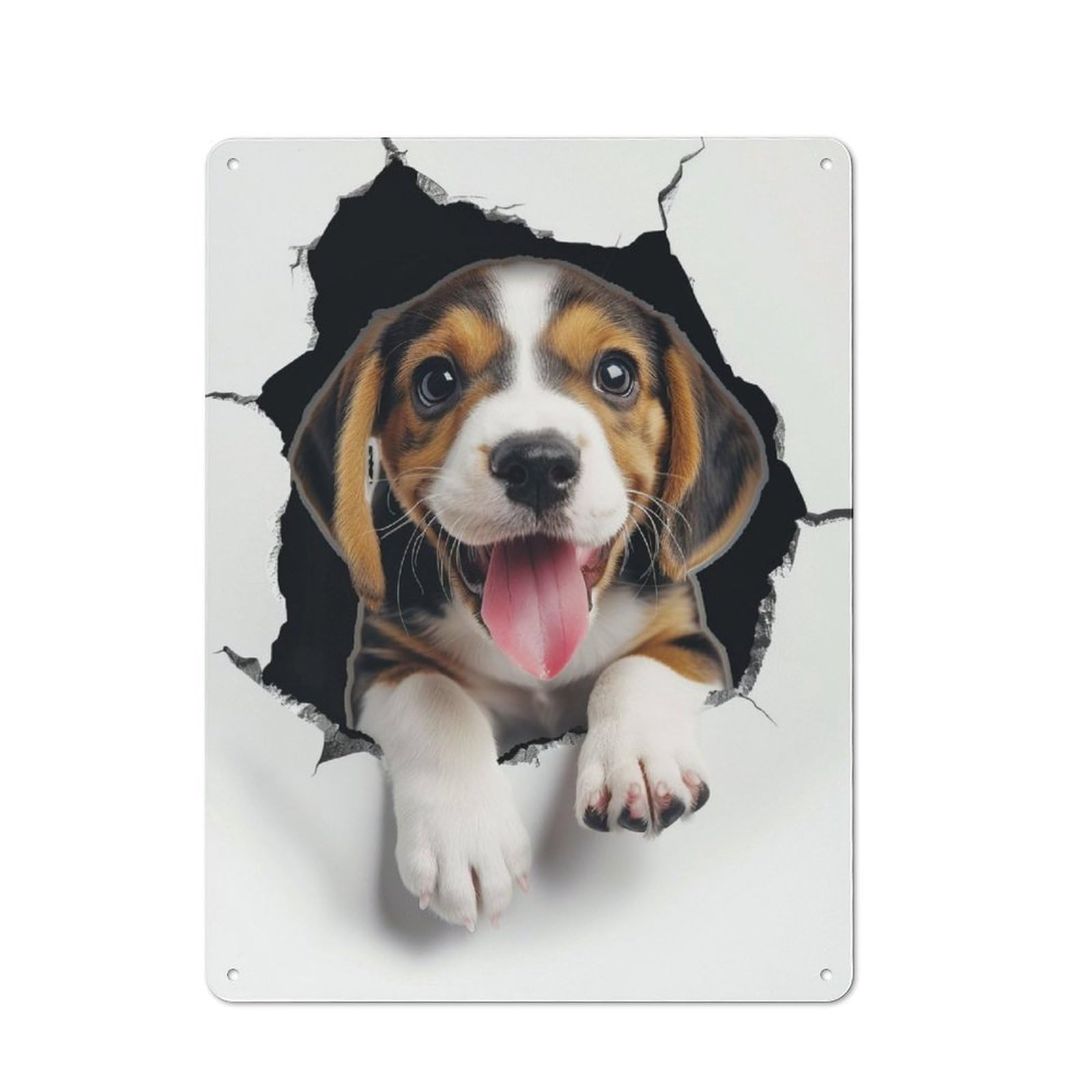 Junmoney Beagle Modern Retro Metal Wall Art Sign 40X30cm, Studio Wall Art For Modern Home, Workshop, Office Or Cafe