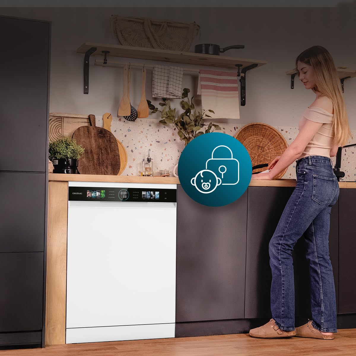 Cecotec Bolero Aguazero 6620 C Lave-vaisselle Compact 60 cm 1850W 15 Couverts 8 Programmes Moteur Inverter Écran FullColor XXL Smart Wash Turbo Dry+ AutoClean Demi-charge Départ Différé