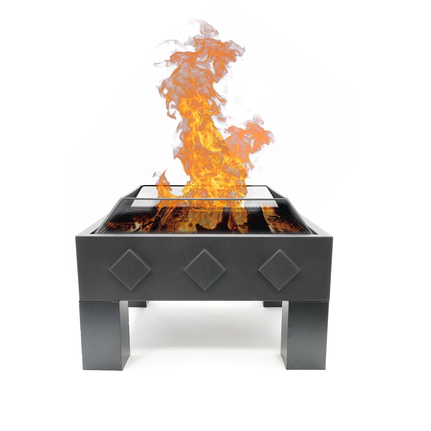 Brasero Kvadrat – Braseros pour Le Jardin – Foyer et Baril à feu d'extérieur – Brasero en Acier Peint – Corbeille à feu pour Le Jardin – 61 x 61 x 35 cm – Noir