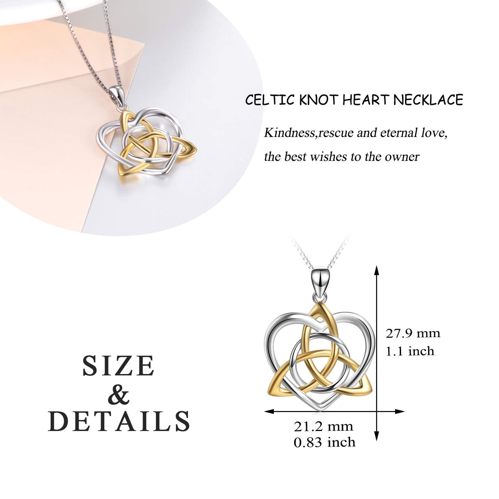 YAFEINI Irisch Keltischer Schmuck Knoten Anhänger kette 925 Sterling Silber Good Luck Vintage Love Herz Triquetra Irish Celtics Halskette Schmuck für Damen Mädchen