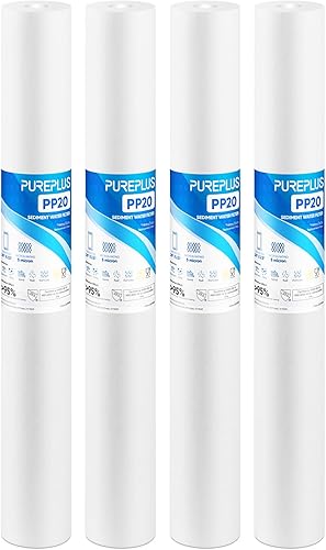 PUREPLUS Filtro de agua para toda la casa de sedimentos de 5 micrones, 20 x 2.5 pulgadas, prefiltración de sedimentos de 20 pulgadas, cartucho de