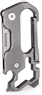 Tibitdeer EDC Pocket Knife, Multifunctional Titanium Keychain Carabiner with VG10 Folding Knife Twist Screwdriver Multitoo...