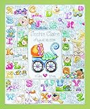 Counted Cross Stitch, Baby ABC, 16 by 20 inches