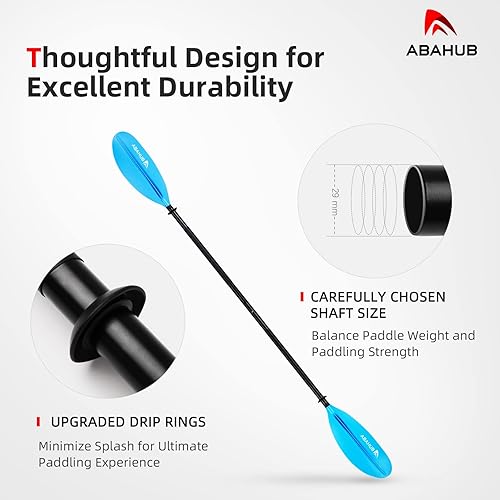 Miniatura 4 de Abahub Remo de kayak de 90.5 pulgadas para canotaje, canoa con correa de remo gratis, eje de aleación de aluminio, cuchillas de plástico
