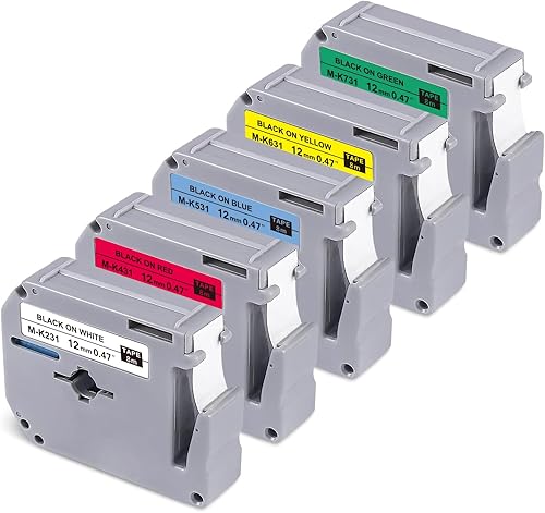 Miniatura 10 de BOYEEZON MK231 - Cinta de etiquetas compatible con Brother Ptouch M Tape 0.472 in 0.47 White M-K231S MK-231 M231 Cinta de etiquetas para Brother