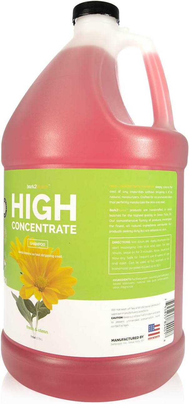 Bark2Basics High Concentrate Dog Shampoo, 1 Gallon - All Natural Ingredients, Deep Cleaning, 32:1 Concentration, Fresh Scent, Moisturizing, Super Concentrated