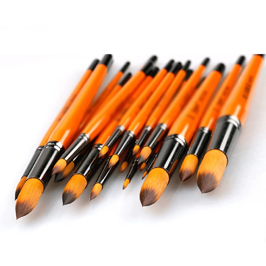 Juego de Pinceles de cerdas de Nailon, Pinceles de Acuarela con Punta Redonda, Pinceles para Pintura al óleo (D como se Muestra)