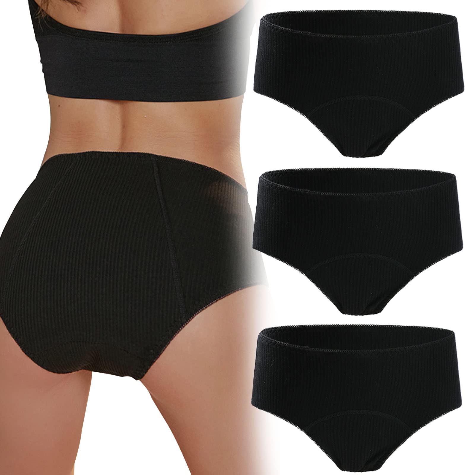 Ropa Interior Menstrual - Bragas menstruales - Calzoncillos de algodón a Prueba de Fugas para Adultos para incontinencia - Calzoncillos de Bikini supersuaves para Mujeres y niñas - Braguitas posp