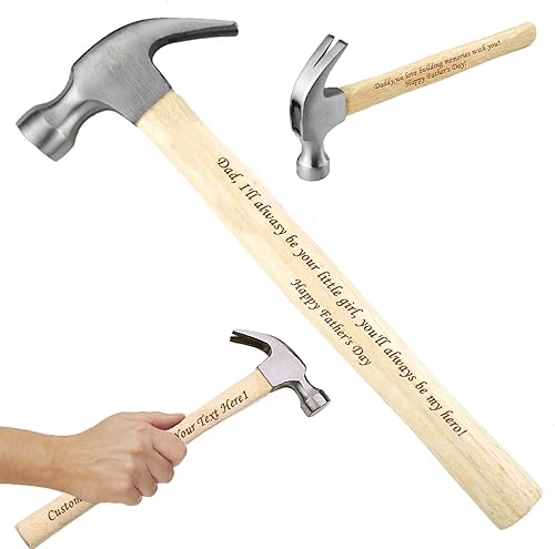 Martillo de mango de madera personalizado con texto, martillo de garra personalizado grabado con láser para hombres, papá, marido, padrinos de boda,