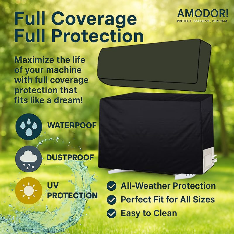 Image of Universal AC Outdoor Cover - Compatible with 1.5 & 2 Ton Split ACs, All-Season Protection (Solid Military)