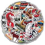 MONIZY Maine State Travel Stickers 50 Pieces Vinyl Waterproof Decal for Laptop Water Bottle Phone Car Window Bike Motorcycle Stakeboard Scrapbook Vacation Sticker Gifts
