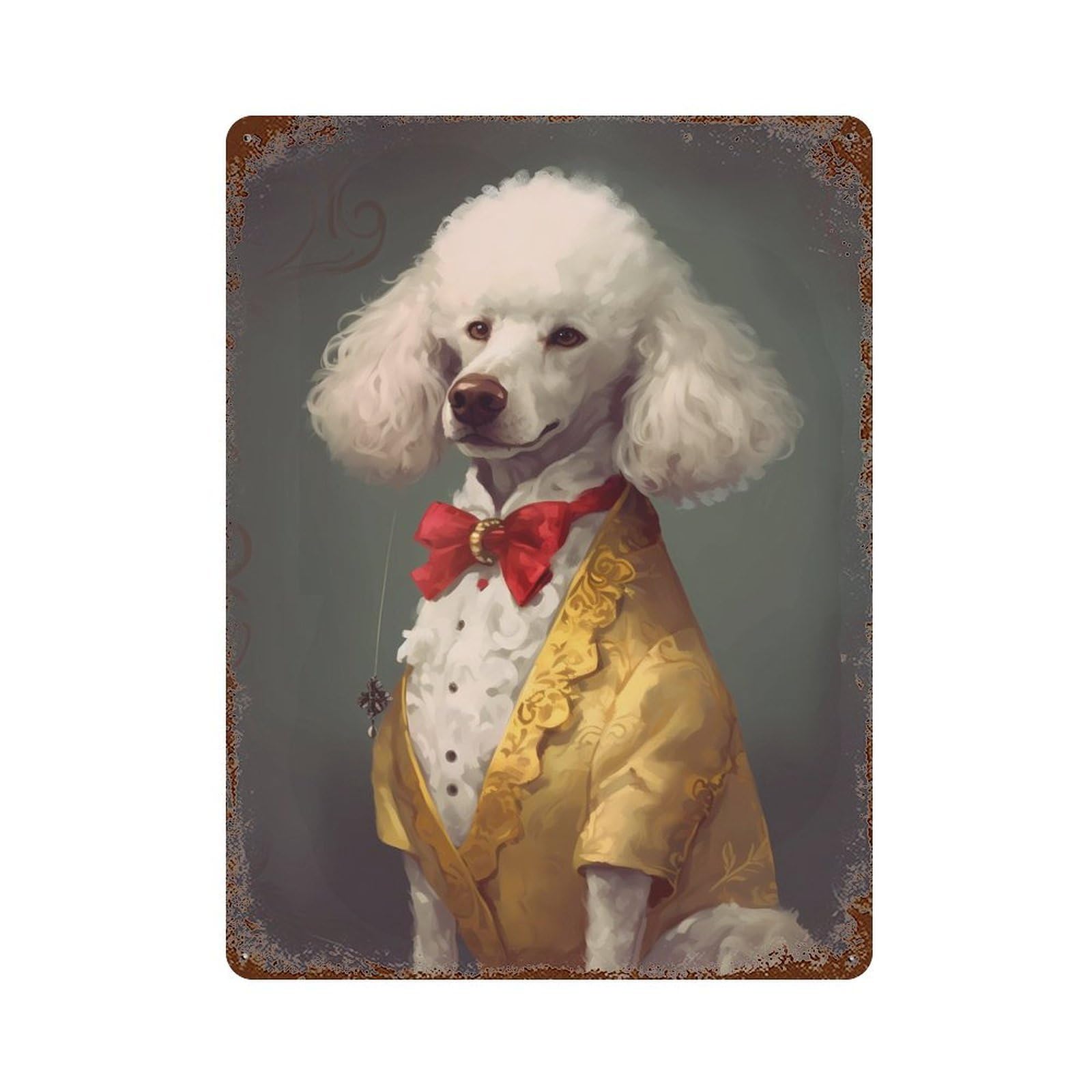 Poodle Dog Magical Rusty Metal Tin Sign 15.7"x11.8", for Basement, Hobby Room And Garage Decor, Retro Wall Decor