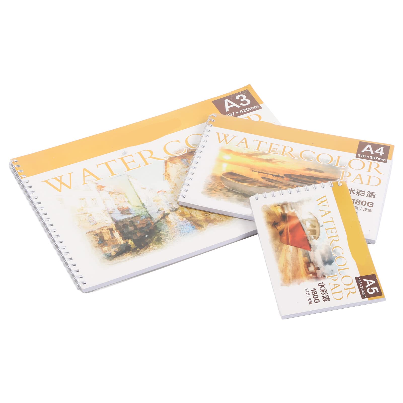 Wasserzeichenblock Aquarellpapier Professionell 3er Set 24 Seiten 180g Säurefrei A3 A4 A5 Skizzieren Malen Christmas Gifts