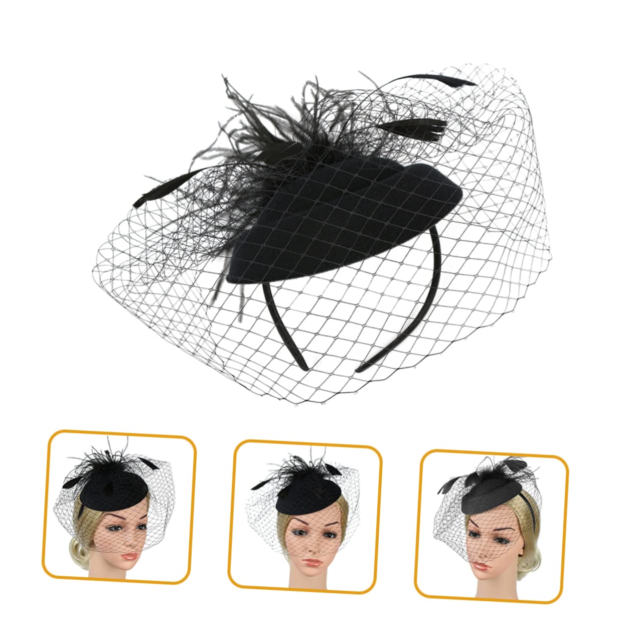 FOMIYES 5pezzi Fascinator Elegante per Donne con Design Rete e Decorazioni Uniche per Cerimonie Feste e Tea Party