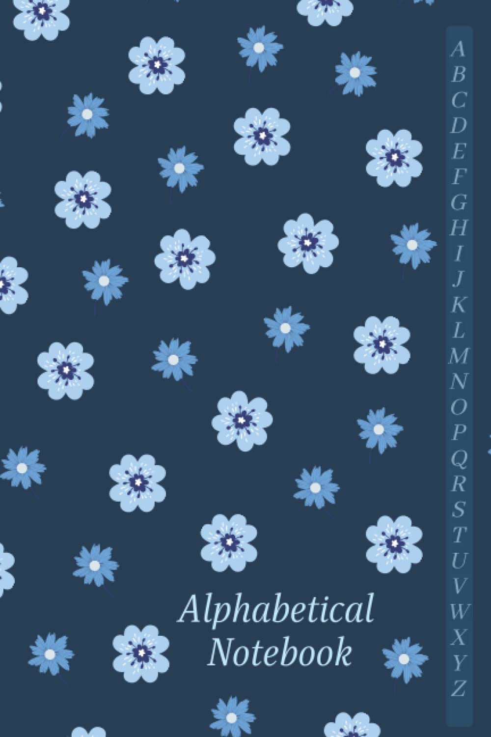 Alphabetical Notebook – A5 Alphabetical A-Z Index Lined Journal with Tabs printed – Blue flowers design