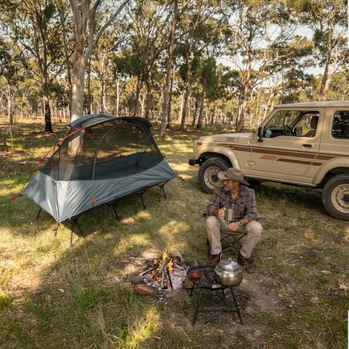 Night Cat Cot Tent Combo: Carpa elevada para 1 persona impermeable con vestíbulo para camping miniatura 4