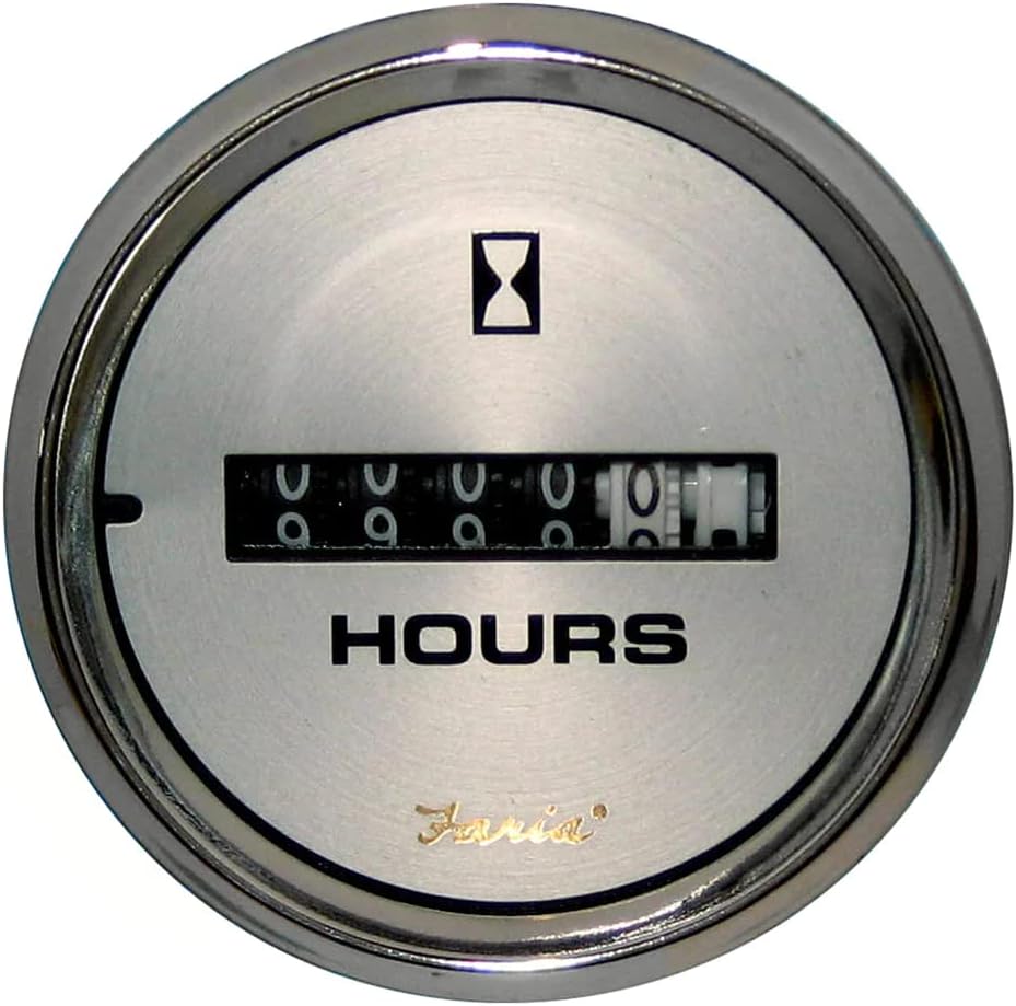Faria 19020 Kronos Hourmeter Gauge 10,000 Hours - 12-32VDC, 2"