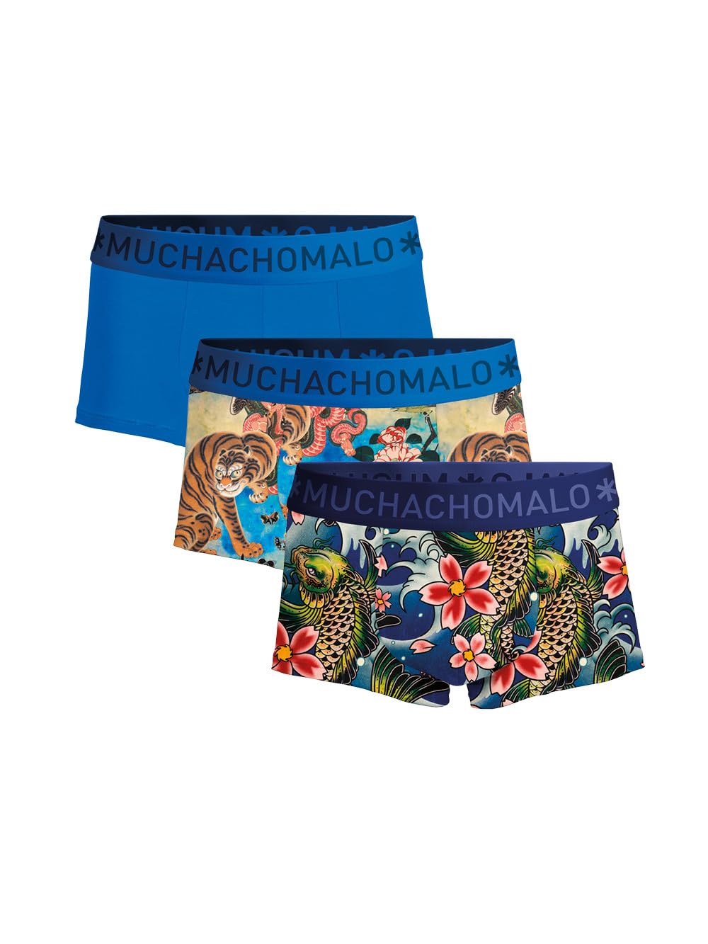 Muchachomalo Uomo Trunks 3-Pack, Fantasia, Cotone, Fascia Elastica