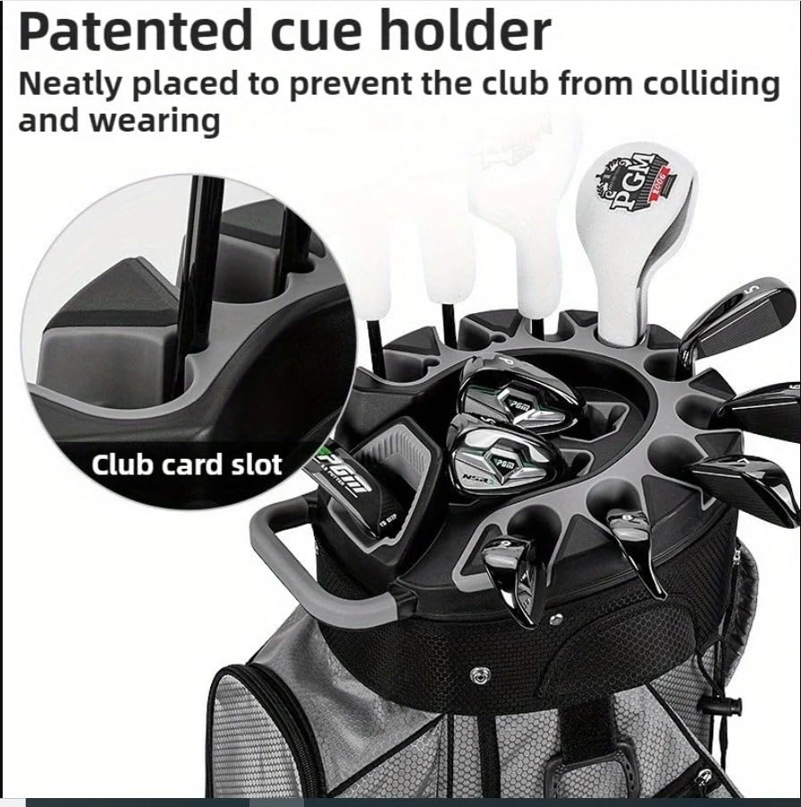 Image of Anti-Collision 14 Divider Golf Bag with Club-Fixing Rack - Water-Resistant Golf Cart Bag with Independent Insulated Pouch and Detachable Strap System for Organized & Club Storage