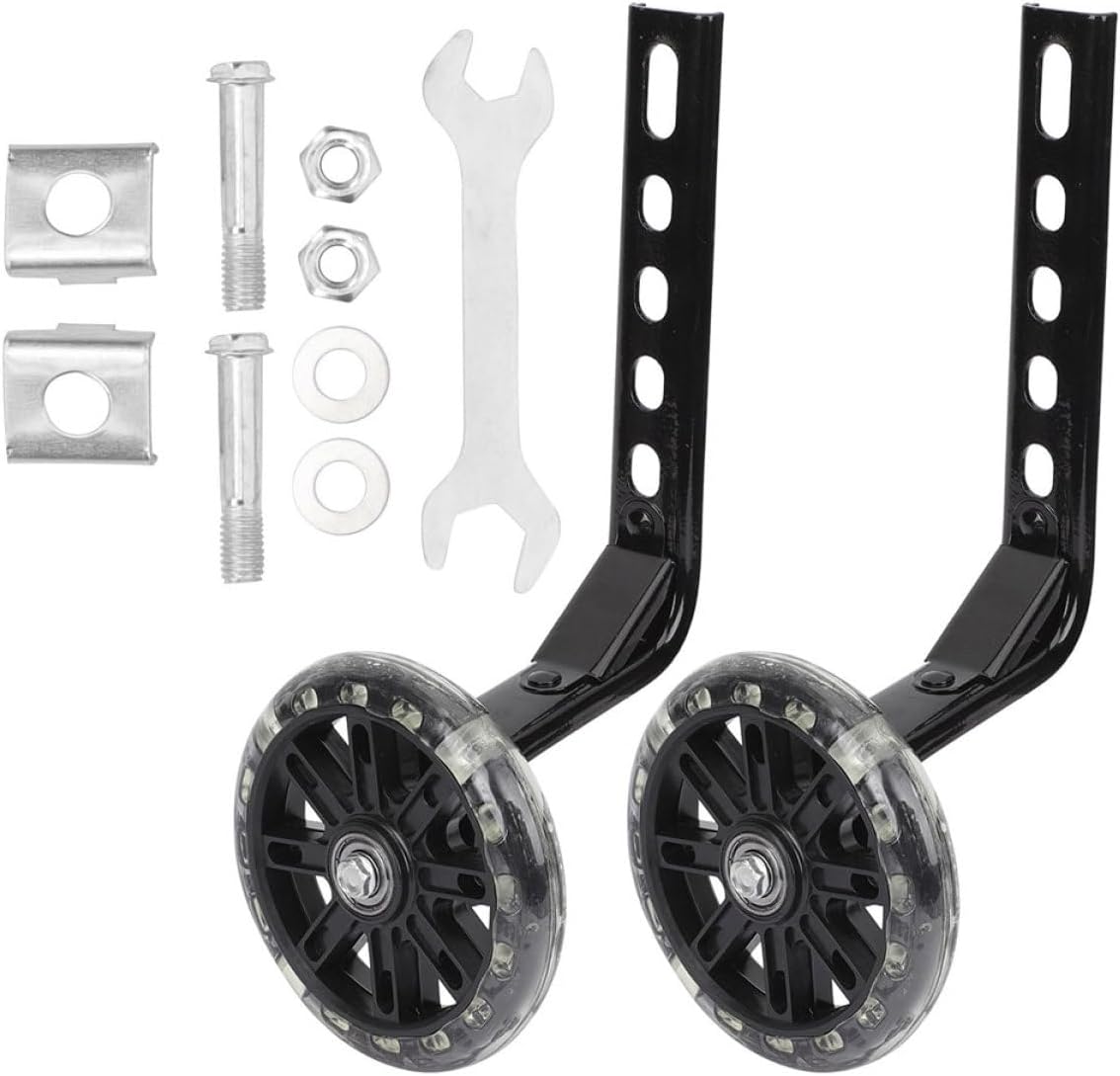 Training Wheels for Bike 12-20 Inch Auxiliary Wheels 2pcs Wear-resistant Black Flashing Bike Stabilizers Suitable for ’s Bicycle Balance Support