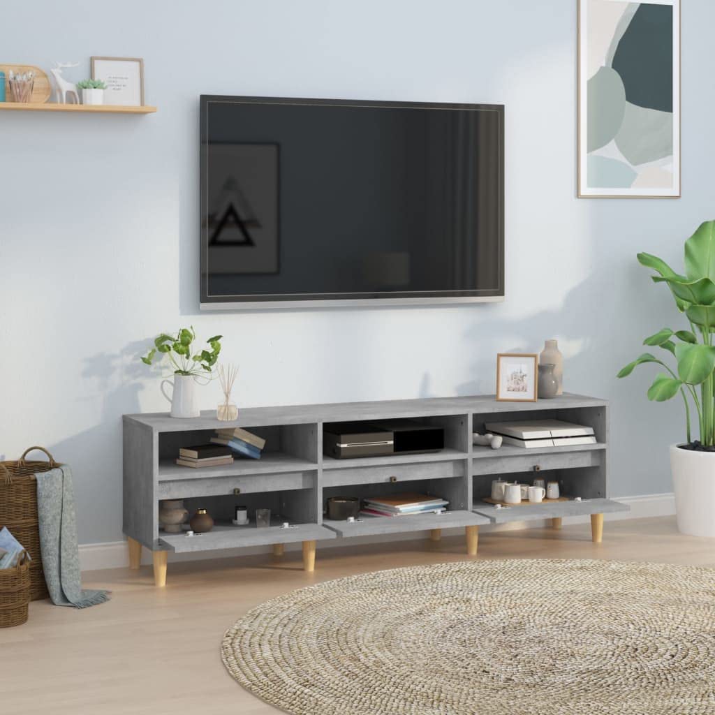Mobile TV basso grigio cemento, 150 x 30 x 44,5 cm, in legno