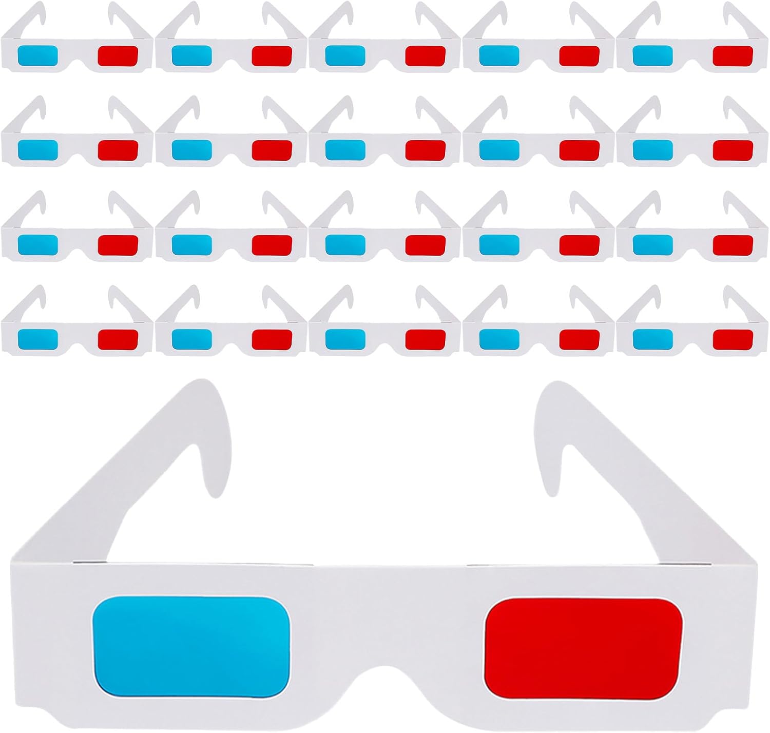 VILLCASE 200pcs Red Blue 3D Paper Glasses with Cardboard Frame for Movie Theater and 3D Movies Viewing Anaglyph Eyewear for Parties and Video Entertainment