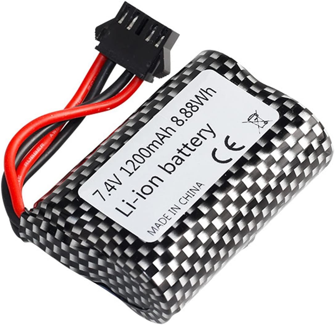 7.4v Li-ion Battery 1200mAh 15C SM-5P Plug with USB Charger Cable for R208 R308 2008 R206 TX122 TX123 H106 V003 RC Remote Control Boat Battery High Speed Boat Model Accessories