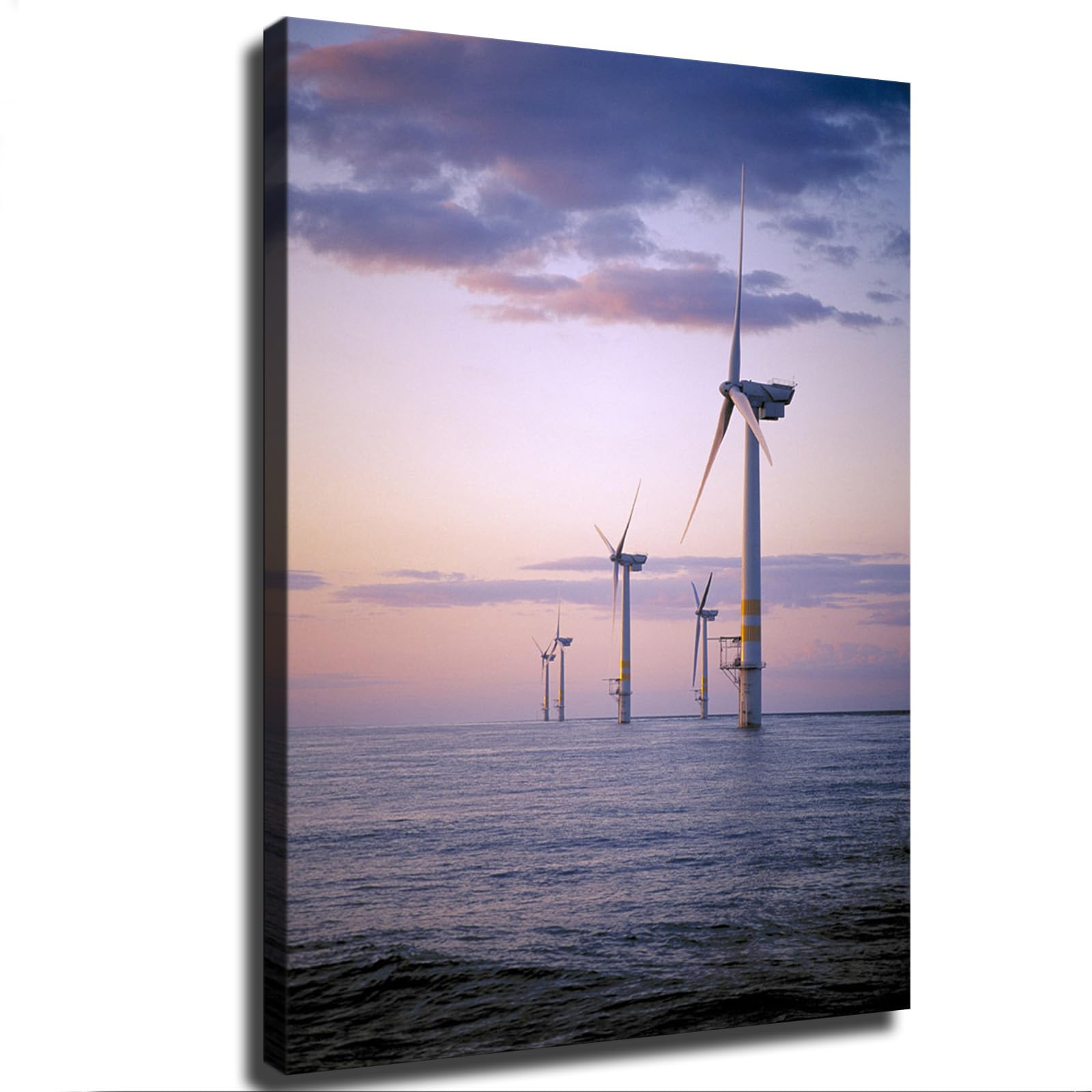 SteBvi Atlantic Ocean Offshore Wind Turbine Windmill Farm Poster Canvas Wall Art Picture Print Hanging Photo Gift Idea Living Room Home Mural Decoration (Unframed,20×30inch)