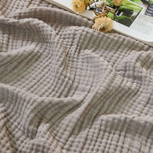 Image of EMME Muslin Cotton Blanket Adults Heather Brown Queen 90 inchx90 inch