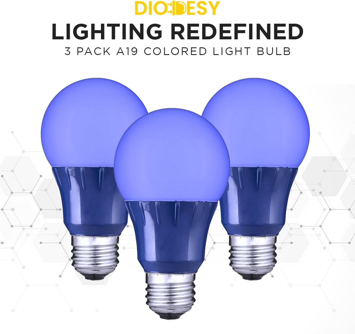 A19 Blue LED Bulb - Non-Dimmable Colored Light Bulb, 3 Watts, 45 Lumens with Medium E26 Base for Halloween, Birthdays, Holiday Parties, Home and Commercial Use