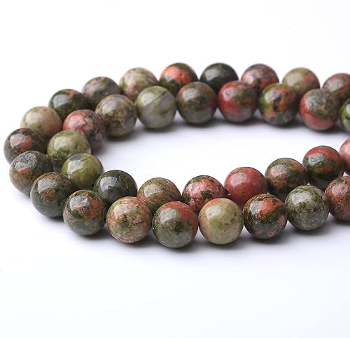 Miniatura 3 de 32 cuentas de piedra natural Unakita de 0.47 pulgadas (0.472 in), cuentas curativas energéticas para hacer joyas, pulseras, collares y fabricación