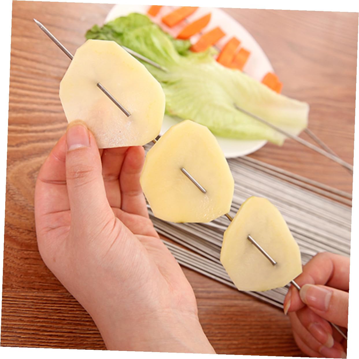 VANZACK 100 Stück Edelstahl Grillspieße 1,85mm X 38,5cm Stabile und Wiederverwendbare Schaschlikspieße für Bbq und Outdoor Grillen