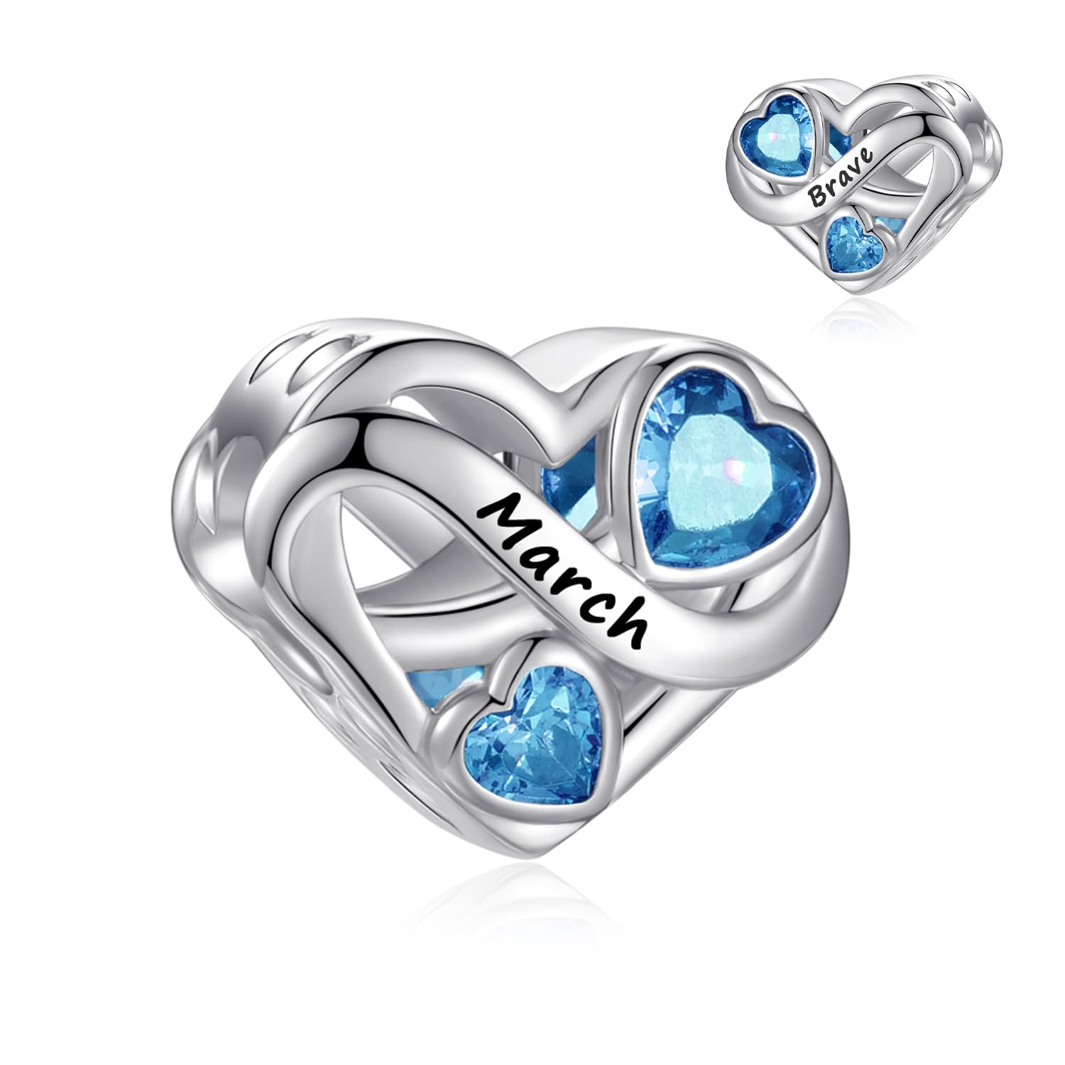 Birthstone Charm for Charm Bracelet, 925 Sterling Silver Infinity Love Heart Charm for Bracelet and Necklace, Birthday Mother's day Christmas Jewelry Gifts for Women