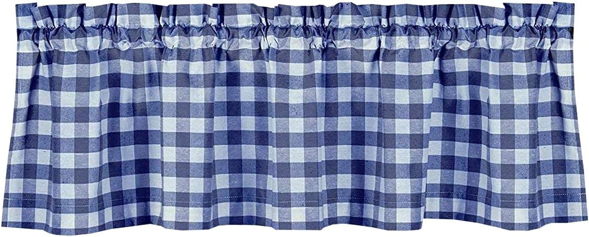 lovemyfabric Poly Cotton Gingham Checkered Plaid Design Kitchen Curtain Valance Window Treatment-Royal Blue