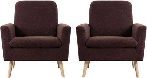 Miniatura 109 de Naomi Home Frida Silla moderna de mediados de siglo, sillas decorativas con marco de madera duradera para sala de estar, silla de lectura con