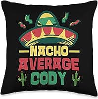 Vista 1 de Not Your Ordinary Name. Nacho Average Cody - Almohada de 16 x 16 pulgadas, multicolor