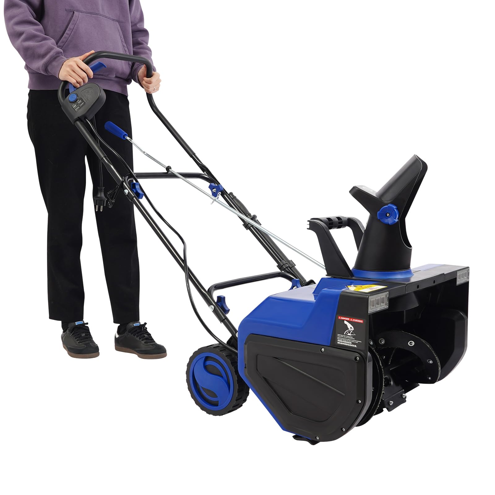 Spazzaneve elettrico 2400 W con larghezza di pulizia 56 cm, profondità 33 cm, altezza 7,6 m, motore in rame e espulsione della neve girevole a 180°, robusto spazzaneve elettrico per vialetti e