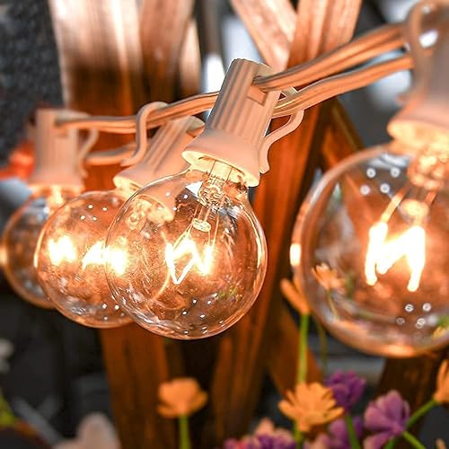 Miniatura 3 de Konictom Tira de luces para exteriores de 25 pies, luces de patio G40 con 27 bombillas (2 de repuesto) de 5 W, base de enchufe E12, luces colgantes