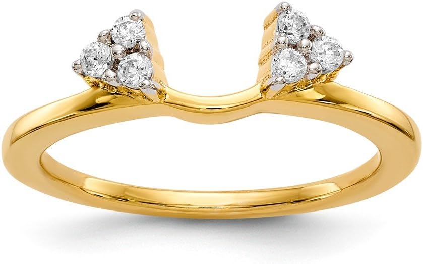 Diamond2Deal Women's 14K Yellow Gold Solitaire Diamond Enhancer Ring Guard Wrap (0.15CT,H-SI2) for Women